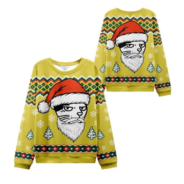 2025 Christmas Santa Cat Ugly Christmas Sweater 1 2