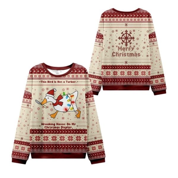 2025 Christmas Santa Goose on a Rampage Ugly Sweater 1 2