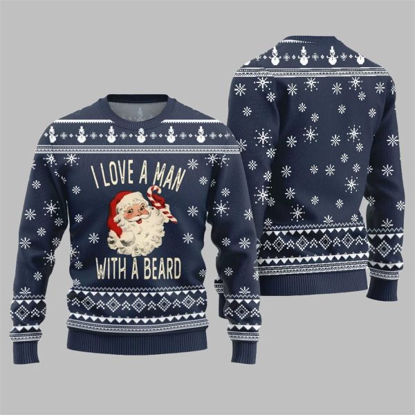 2025 Christmas Santa Love Man With Beard Ugly Christmas Sweater 4