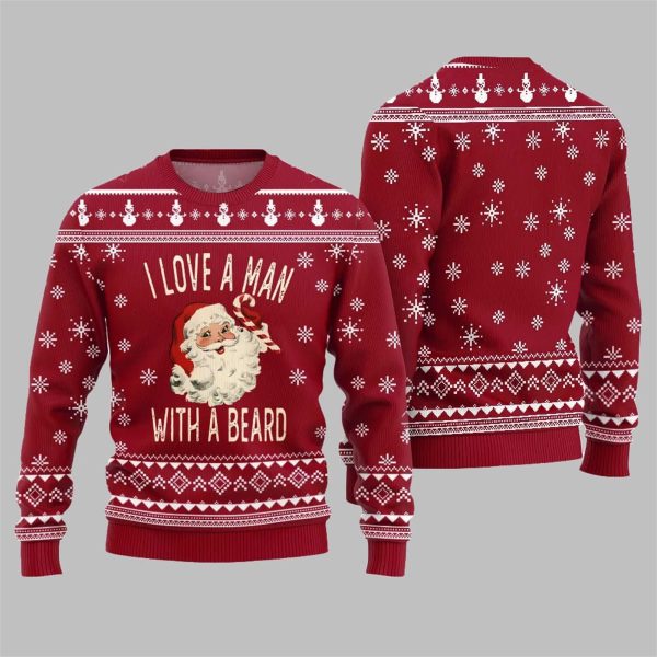 2025 Christmas Santa Love Man With Beard Ugly Christmas Sweater 5