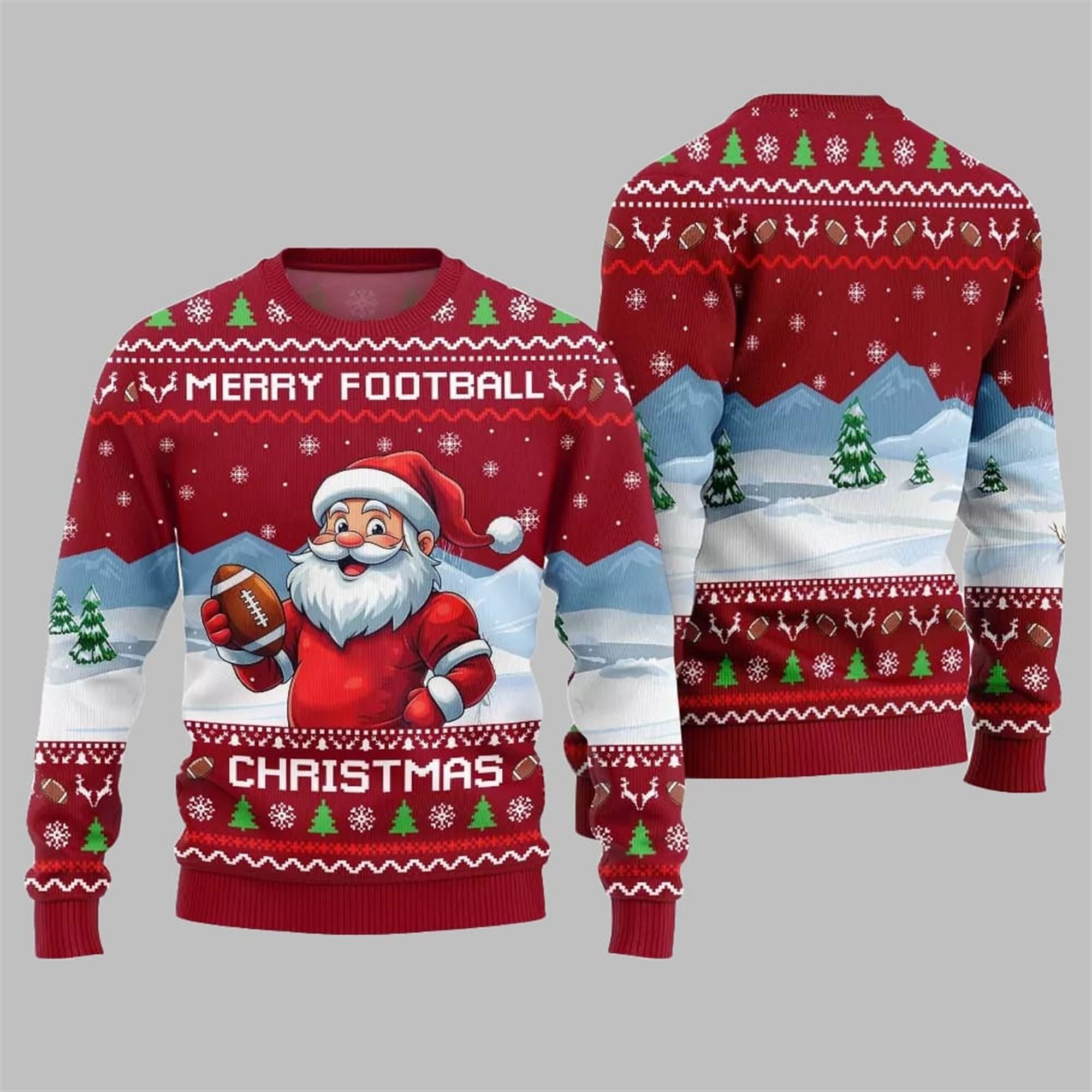 2025 Christmas Merry Football Christmas Ugly Sweater 2025 Christmas Merry Football Christmas Ugly Sweater