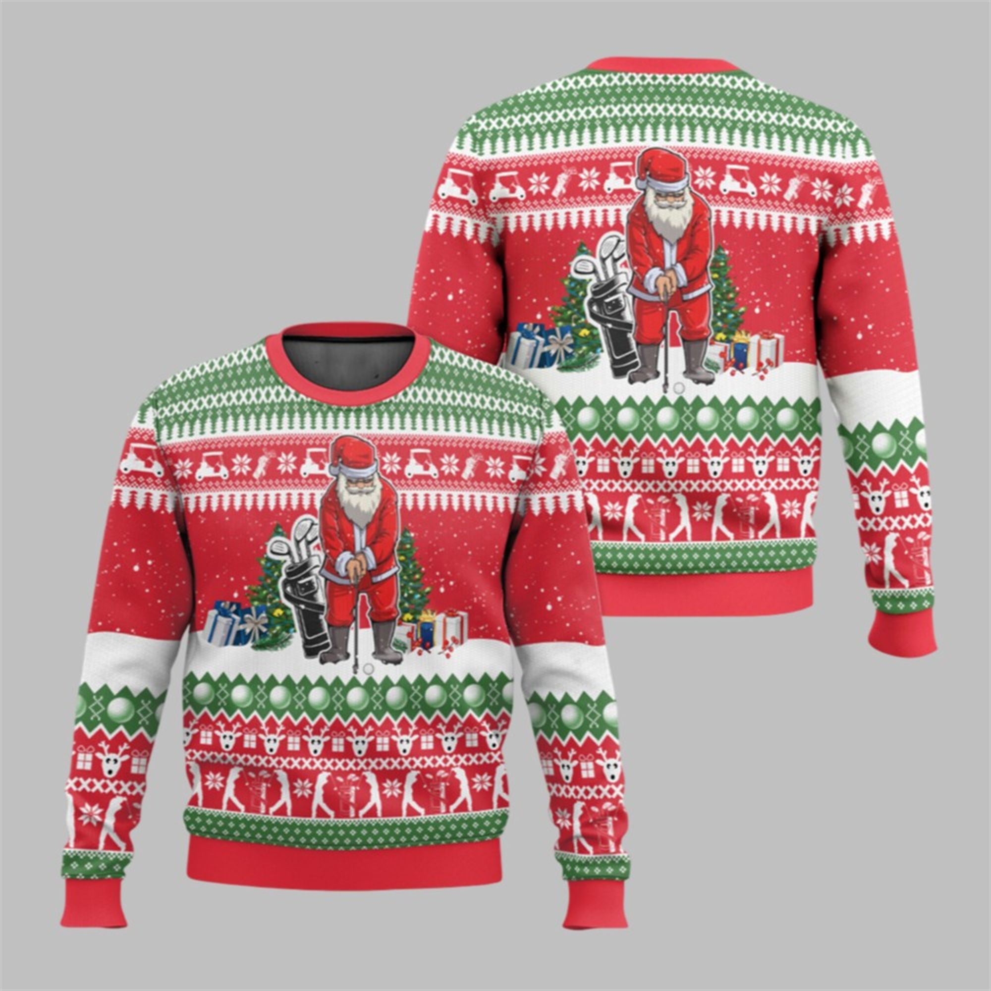 2025 Christmas Santa Playing Golf Ugly Sweater 1 1 2025 Christmas Santa Playing Golf Ugly Sweater 1 1