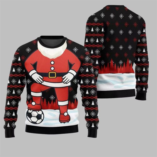 2025 Christmas Santa Playing Soccer Ugly Christmas Sweater 2