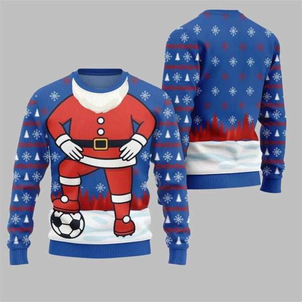2025 Christmas Santa Playing Soccer Ugly Christmas Sweater 5