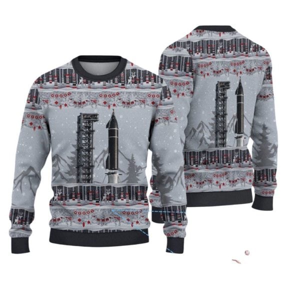 2025 Christmas SpaceX Starship SN20 Super Heavy Booster Ugly Christmas Sweater 1 2