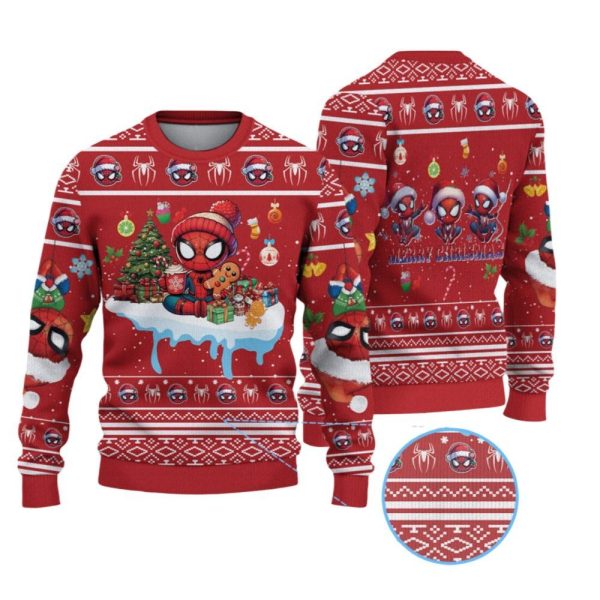 2025 Christmas Spiderman Merry Christmas Ugly Sweater 1 2