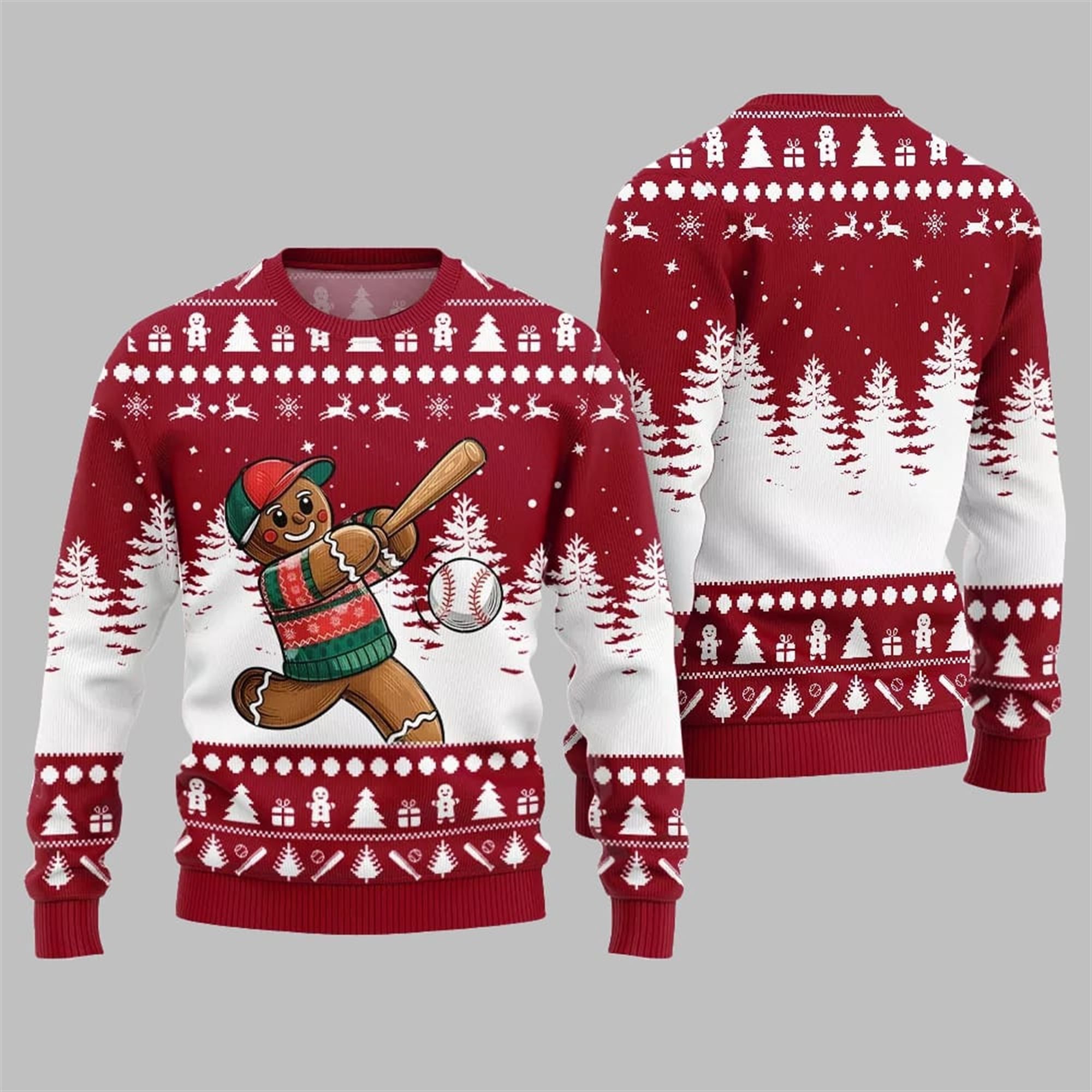 2025 Christmas Sport Gingerbread Baseball Ugly Sweater 2025 Christmas Sport Gingerbread Baseball Ugly Sweater