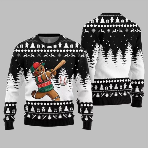 2025 Christmas Sport Gingerbread Baseball Ugly Christmas Sweater 6