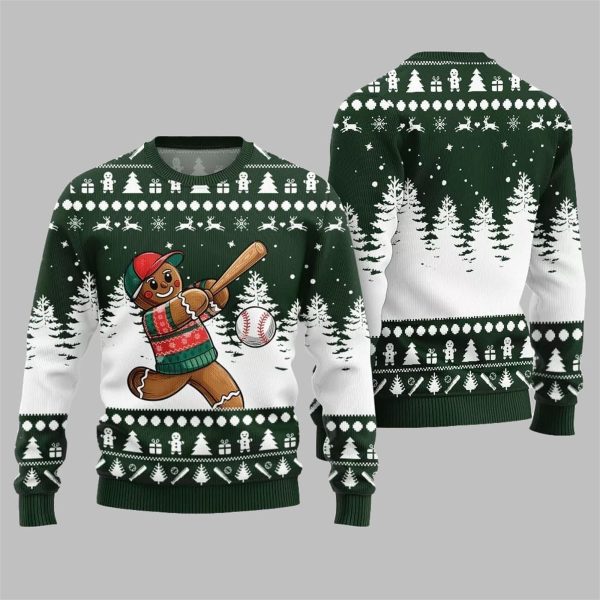 2025 Christmas Sport Gingerbread Baseball Ugly Christmas Sweater 7