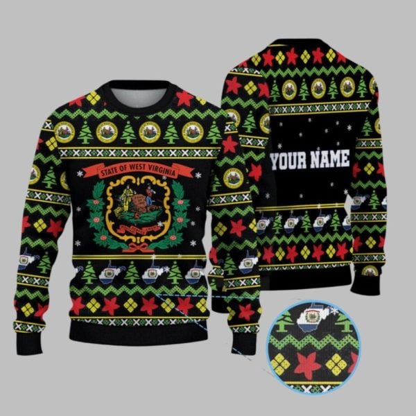 2025 Christmas State Of West Virginia Flag Ugly Sweater 1 1
