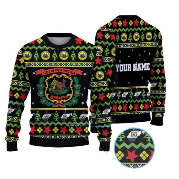 2025 Christmas State Of West Virginia Flag Ugly Sweater 1 2