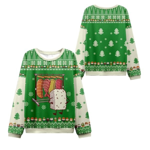 2025 Christmas Sushi Choosing Clothes Ugly Sweater 1 2