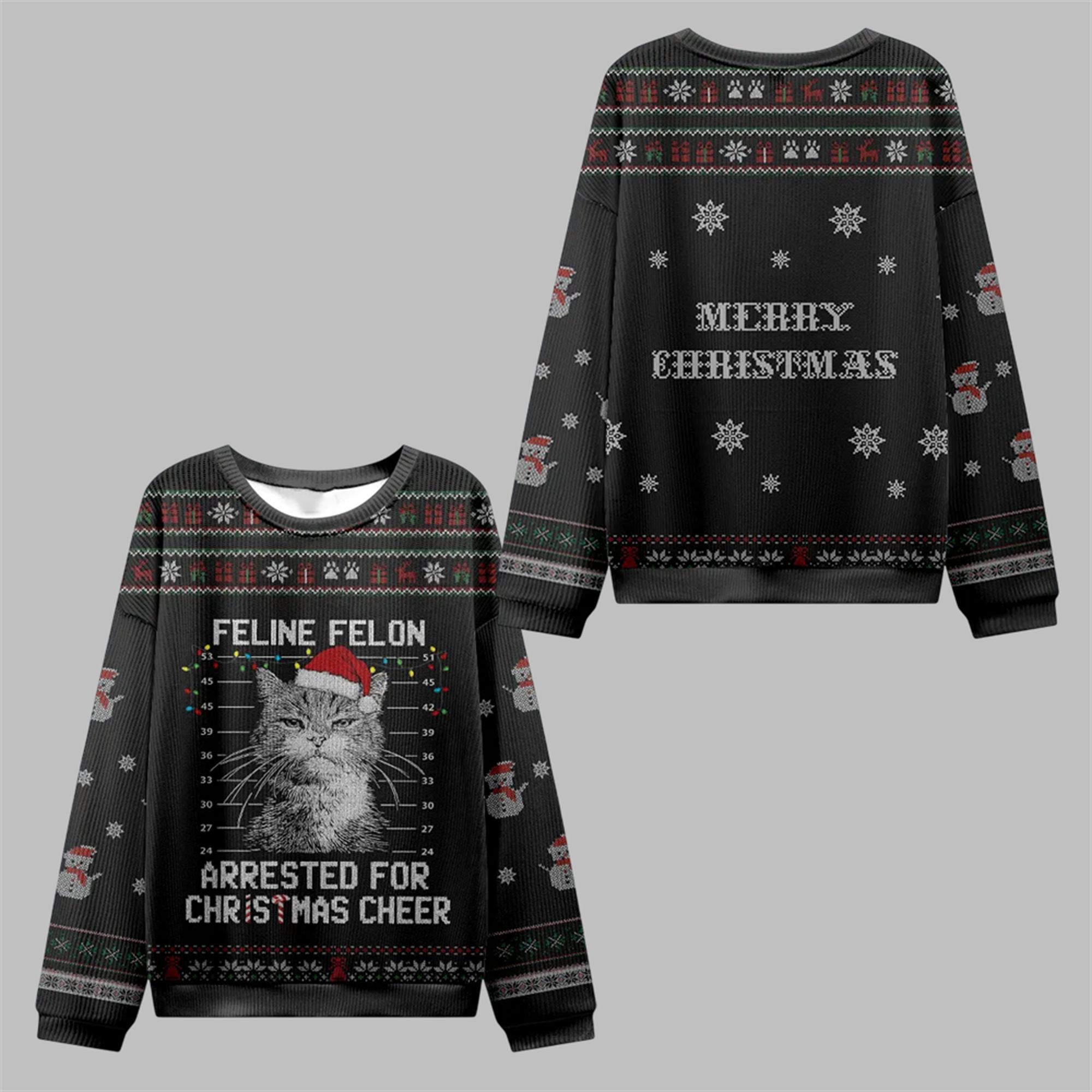 2025 Christmas The Arrested Cat Ugly Sweater 2025 Christmas The Arrested Cat Ugly Sweater