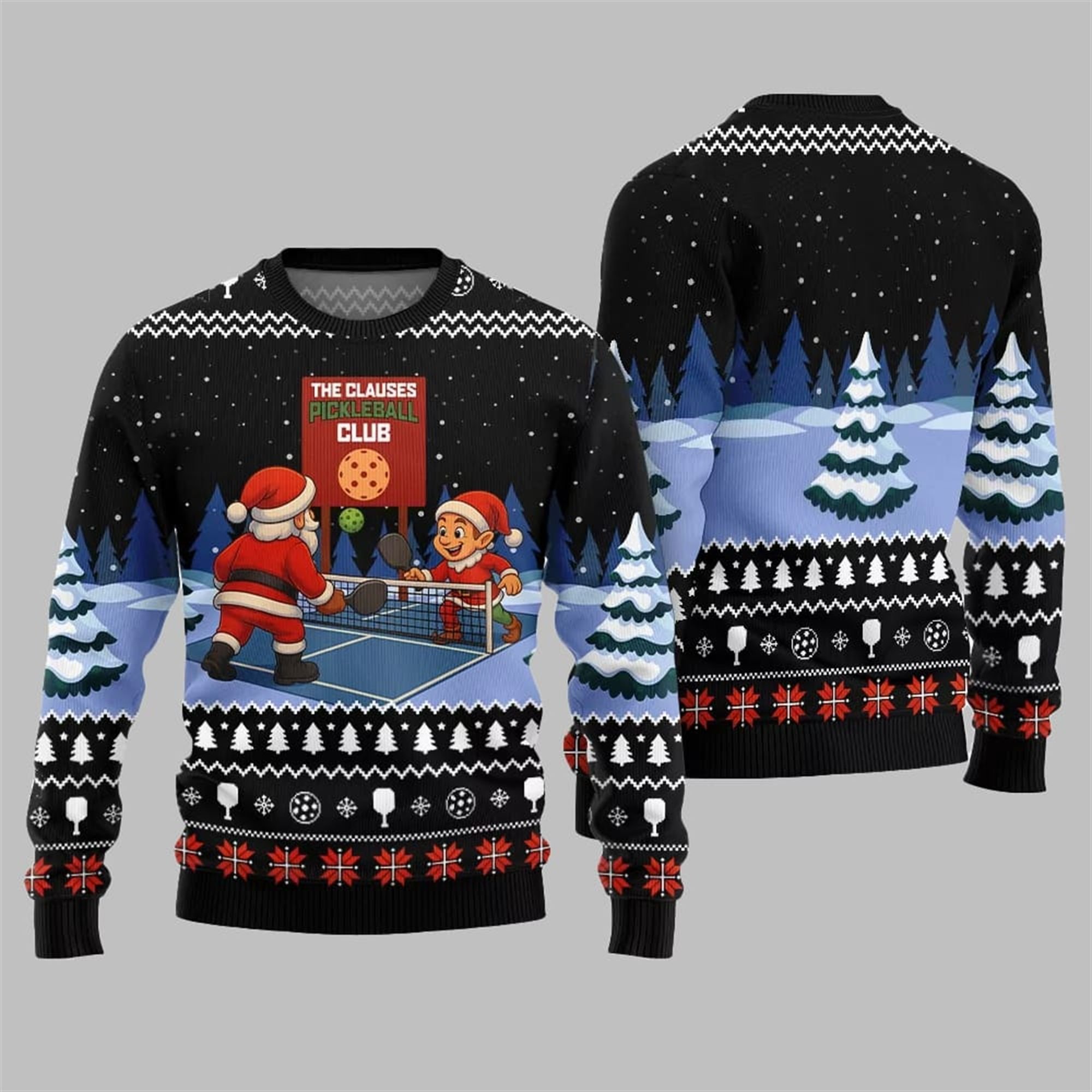 2025 Christmas The Clauses Pickleball Club Ugly Sweater 2025 Christmas The Clauses Pickleball Club Ugly Sweater