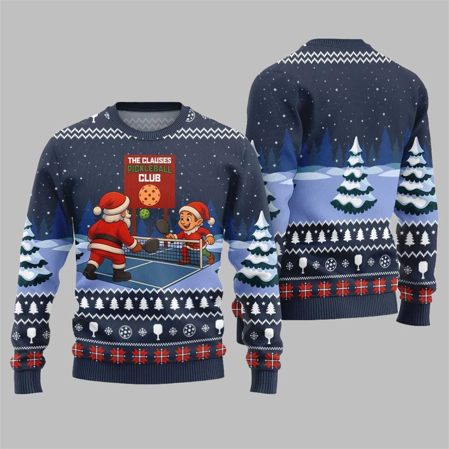 2025 Christmas The Clauses Pickleball Club Ugly Sweater - Grishko