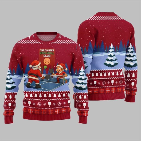 2025 Christmas The Clauses Pickleball Club Ugly Christmas Sweater 3