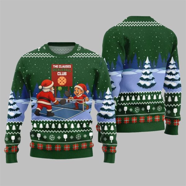 2025 Christmas The Clauses Pickleball Club Ugly Christmas Sweater 4