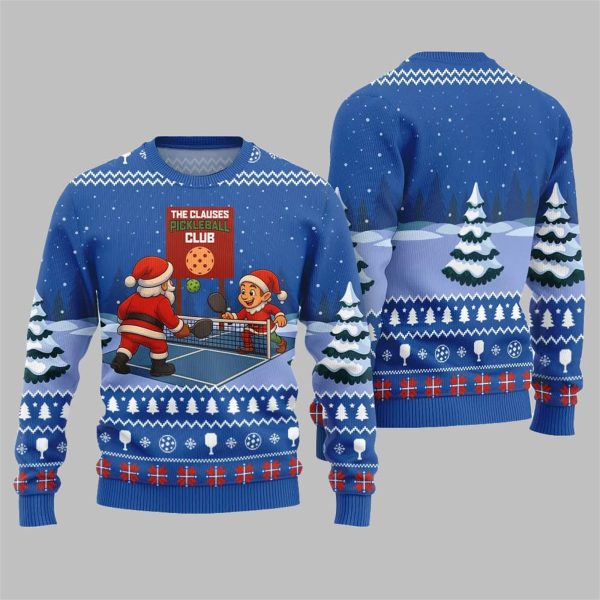 2025 Christmas The Clauses Pickleball Club Ugly Christmas Sweater 5