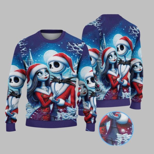 2025 Christmas The Nightmare Before Christmas Jack And Sally Ugly Christmas Sweater 1 1