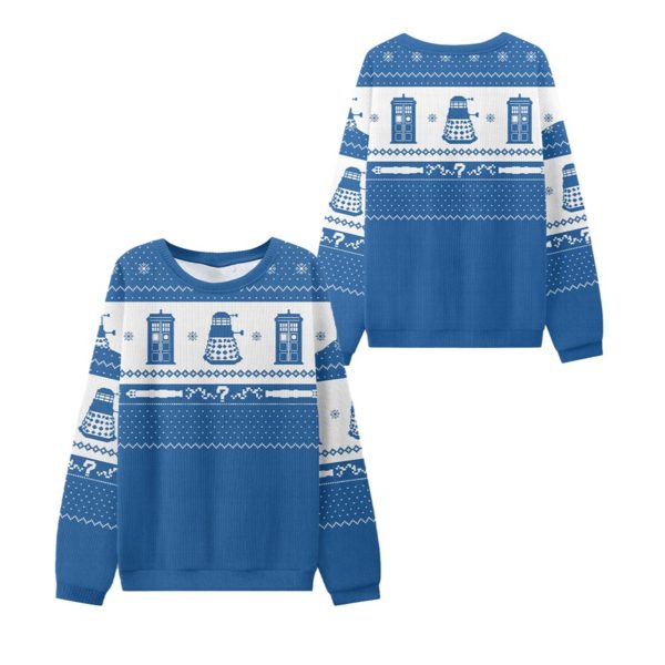 2025 Christmas Time Traveler TARDIS Ugly Sweater 1 2