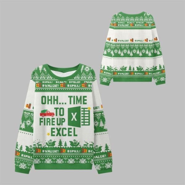 2025 Christmas Time to Fire Up Excel Ugly Sweater 1 1