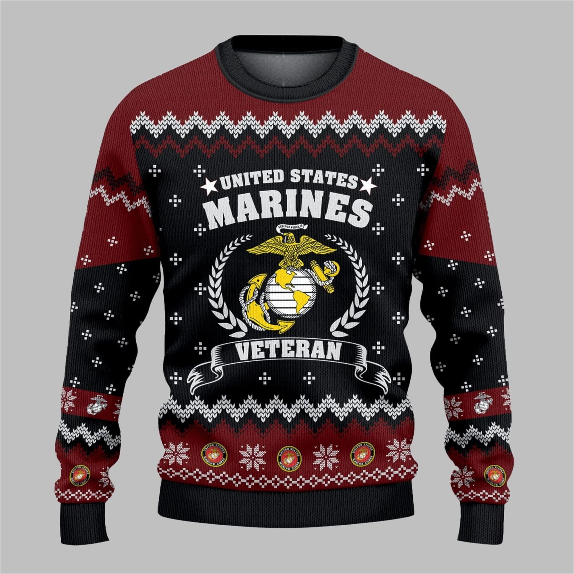 2025 Christmas US MARINES Veteran USMC Ugly Sweater 1