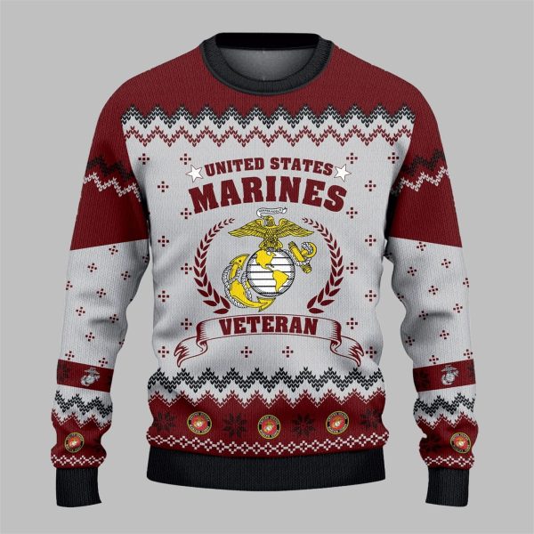 2025 Christmas US Marine Veteran Ugly Sweater 1