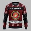 2025 Christmas US Marines Proudly Server Ugly Sweater 1