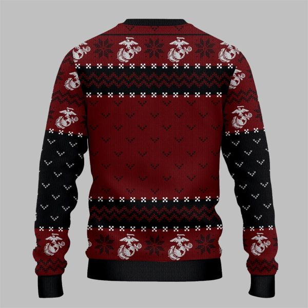 2025 Christmas US Marines Proudly Server Ugly Sweater 2