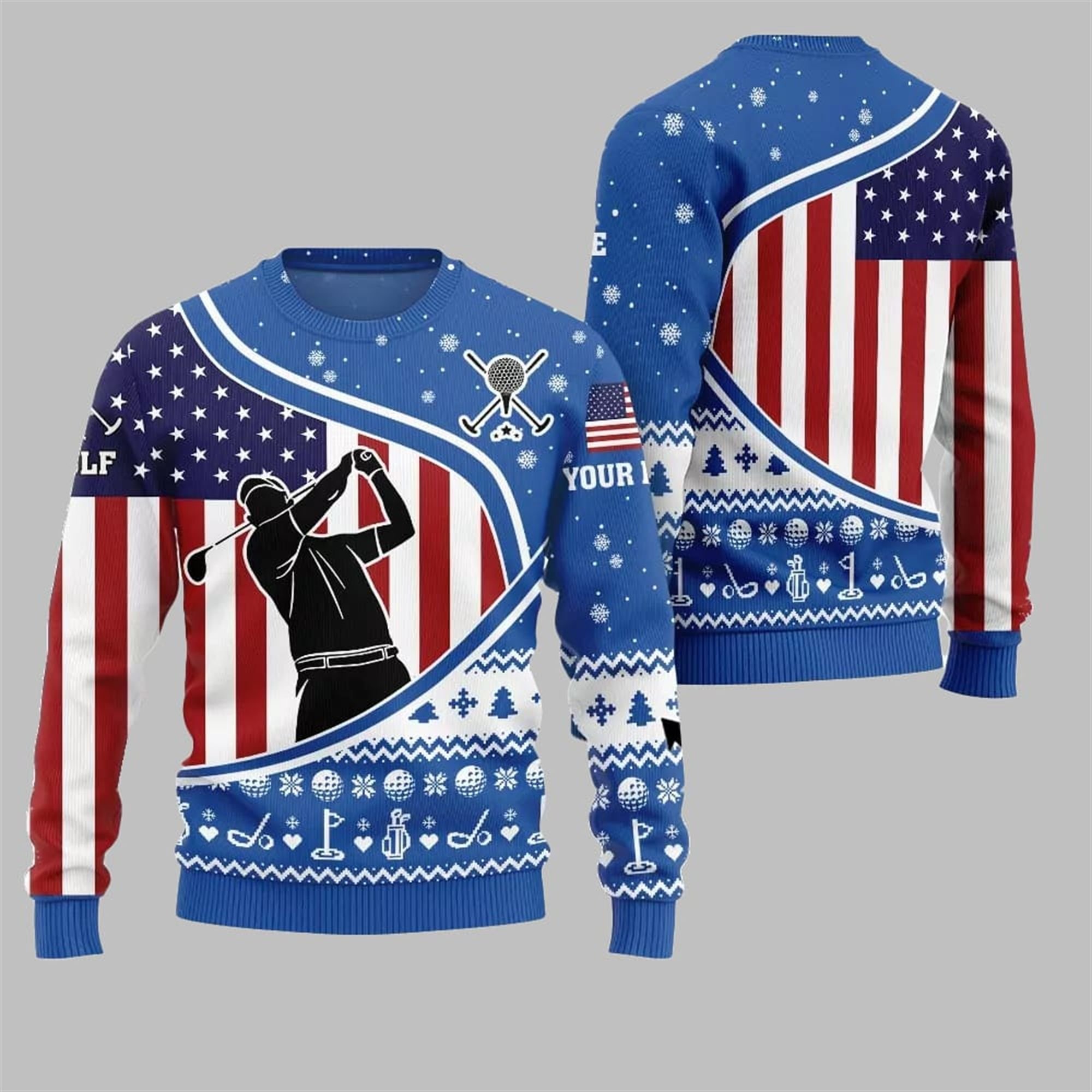 2025 Christmas USA Flag Golf Ugly Christmas Sweater 5 2025 Christmas USA Flag Golf Ugly Christmas Sweater 5