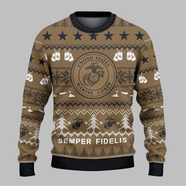 2025 Christmas USMC Semper Fi Ugly Sweater 1