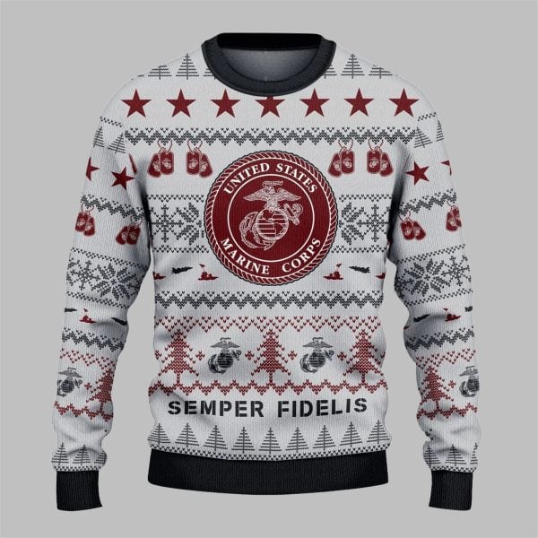 2025 Christmas USMC Veteran Semper Fi Ugly Sweater 1