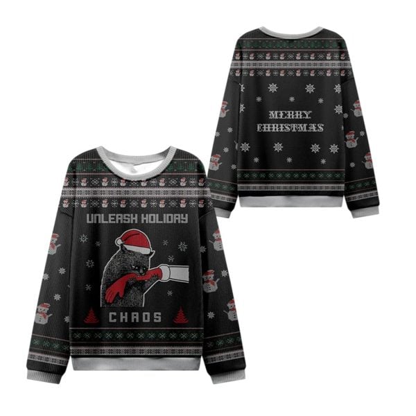 2025 Christmas Unleash Holiday Chaos Ugly Sweater 1 2