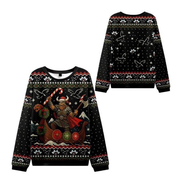 2025 Christmas Vikings Celebrate Ugly Sweater 1 2