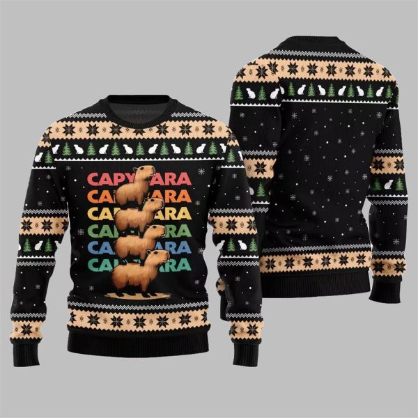 2025 Christmas We Bare Capybara Ugly Christmas Sweater 2