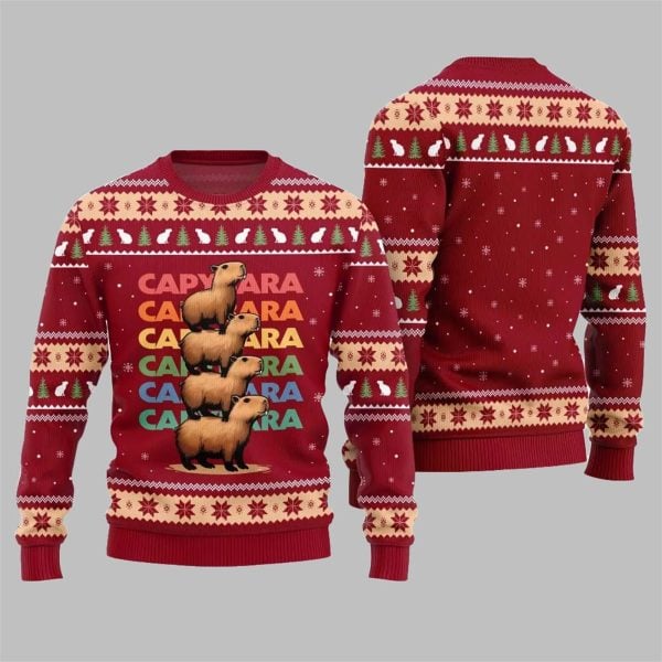 2025 Christmas We Bare Capybara Ugly Christmas Sweater 3