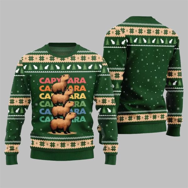 2025 Christmas We Bare Capybara Ugly Christmas Sweater 4