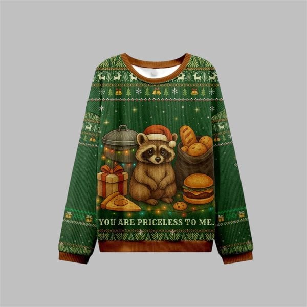 2025 Christmas You Are Priceless Raccoon Ugly Sweater 1