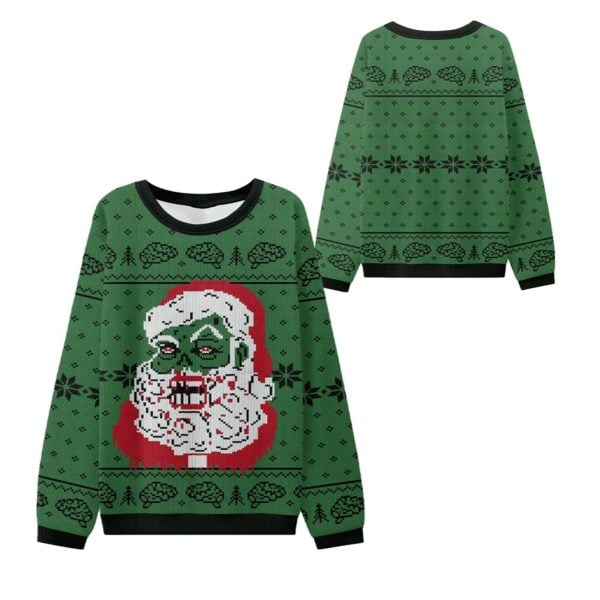 2025 Christmas Zombie Santa Ugly Sweater 1 2