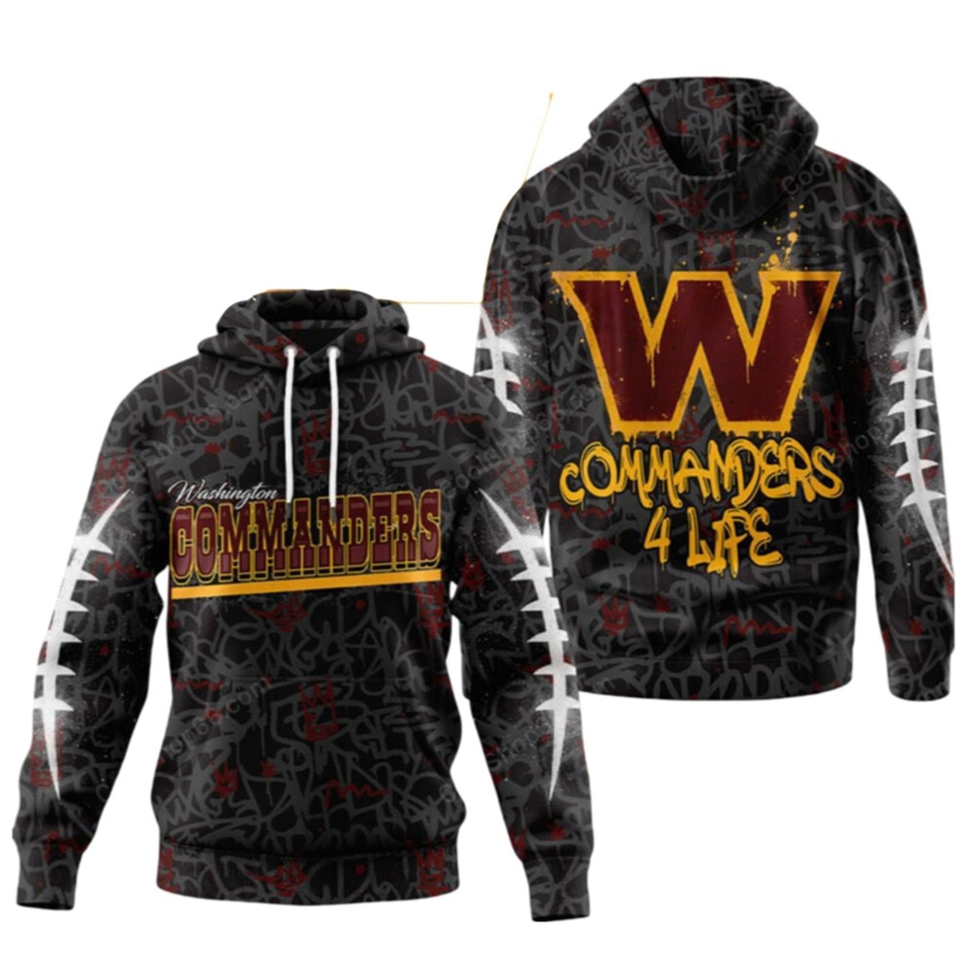 2025 Commanders Graffiti For Life Hoodie 2 2025 Commanders Graffiti For Life Hoodie 1 2