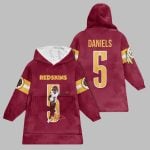 2025 Commanders Redskins Daniels 5 Blanket Hoodie