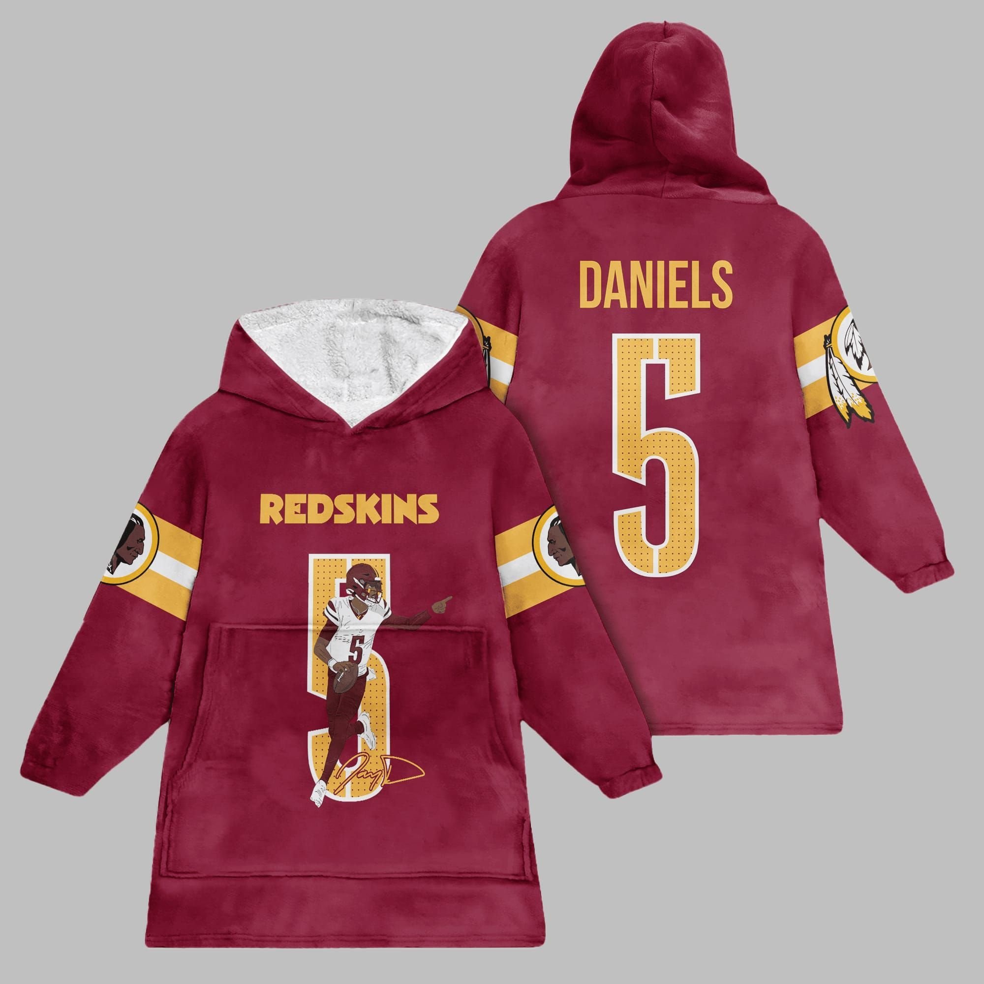 2025 Commanders Redskins Daniels 5 Blanket Hoodie 1 2025 Commanders Redskins Daniels 5 Blanket Hoodie 1