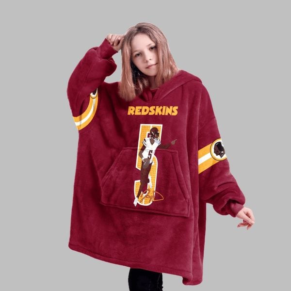 2025 Commanders Redskins Daniels 5 Blanket Hoodie 3