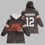 2025 Dawg Pound Browns Sanders 12 Blanket Hoodie