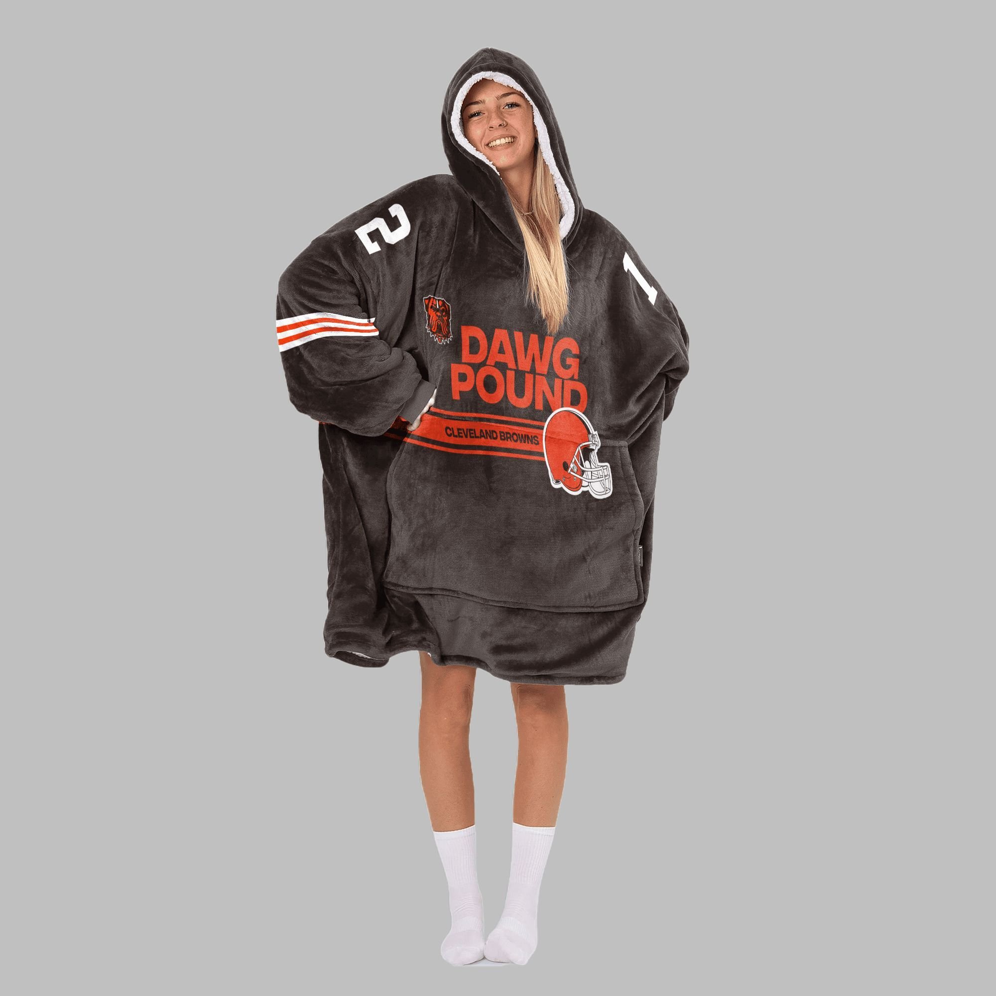 2025 Dawg Pound Browns Sanders 12 Blanket Hoodie 5 2025 Dawg Pound Browns Sanders 12 Blanket Hoodie 5