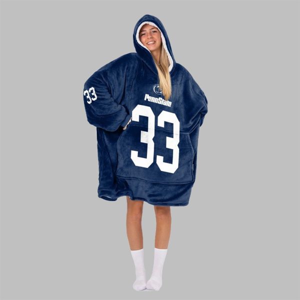 2025 Dennis Sutton 33 Penn State Football Blanket Hoodie 4