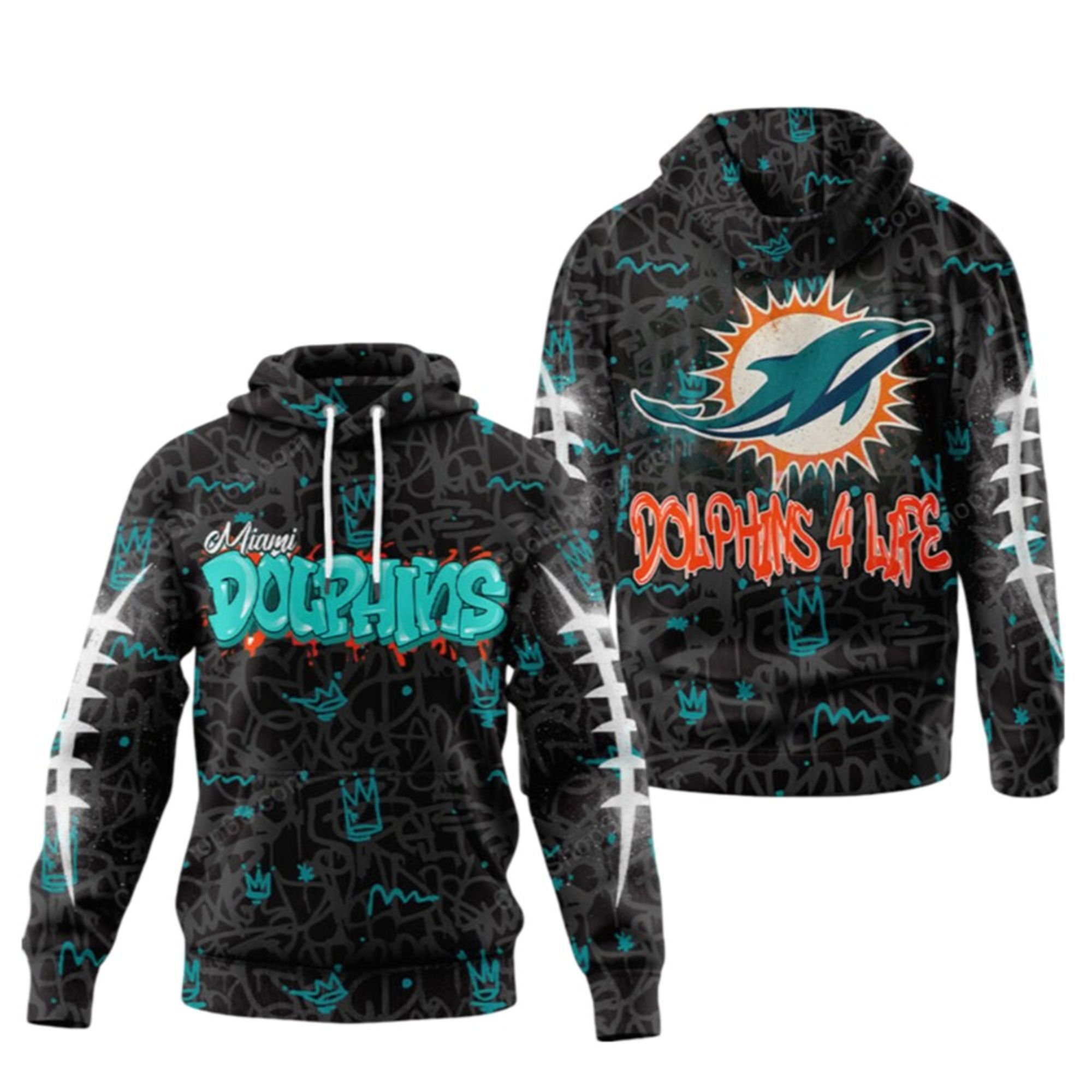 2025 Dolphins Graffiti For Life Hoodie 2 2025 Dolphins Graffiti For Life Hoodie 1 2