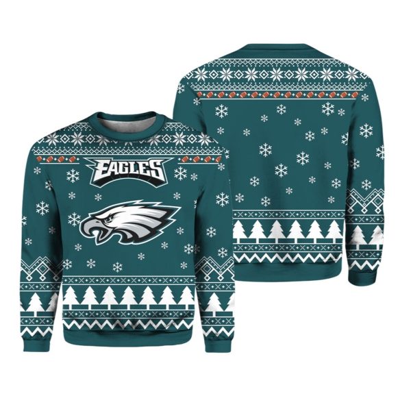 2025 Eagle Football Ugly Christmas Sweater 1 2