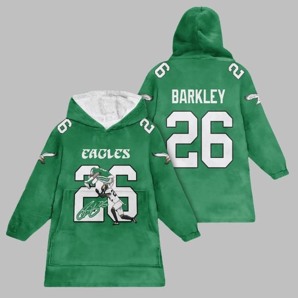 2025 Eagles Saquon Barkley 26 Blanket Hoodie 1