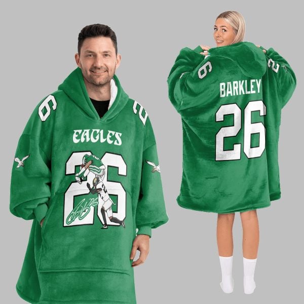 2025 Eagles Saquon Barkley 26 Blanket Hoodie 4